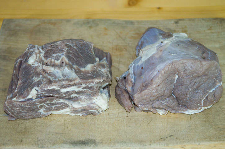 Vergleich selbst marinierter Sauerbraten: Hohe Rippe/Hals (Rind) - Falsches Filet vom irischen Jungbullen