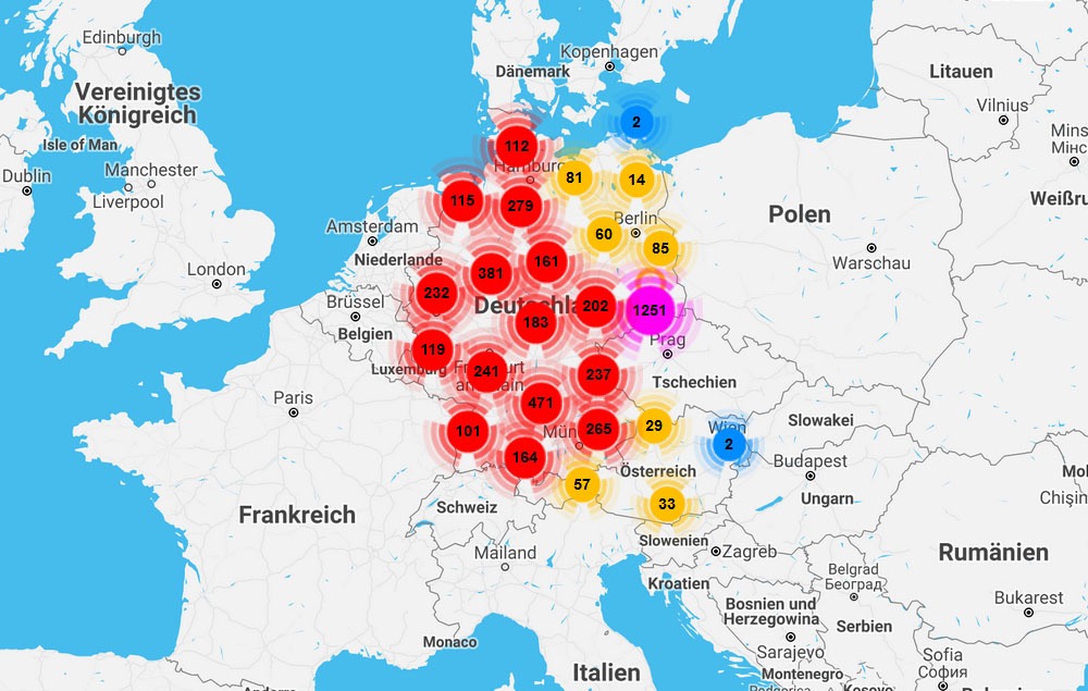 Cluster auf der Karte Bezugsquellen regionale Produkte