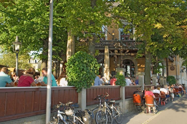 Biergarten des Brauhaus Watzke in Dresden 