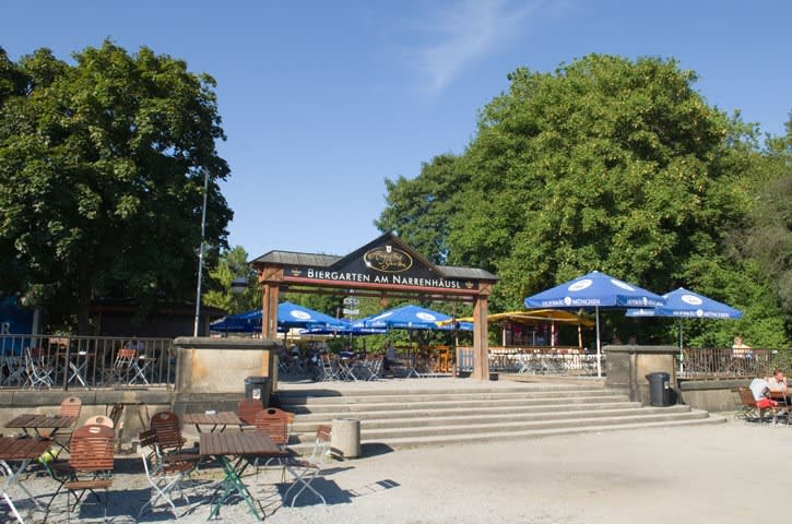 Biergarten Augustusgarten am Narrenhäusl in der Dresdner Altstadt an der Elbe